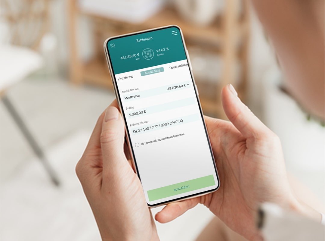 Ein- und Auszahlungen sind jederzeit möglich. Du bleibst immer flexibel und gehst keine Bindung ein.